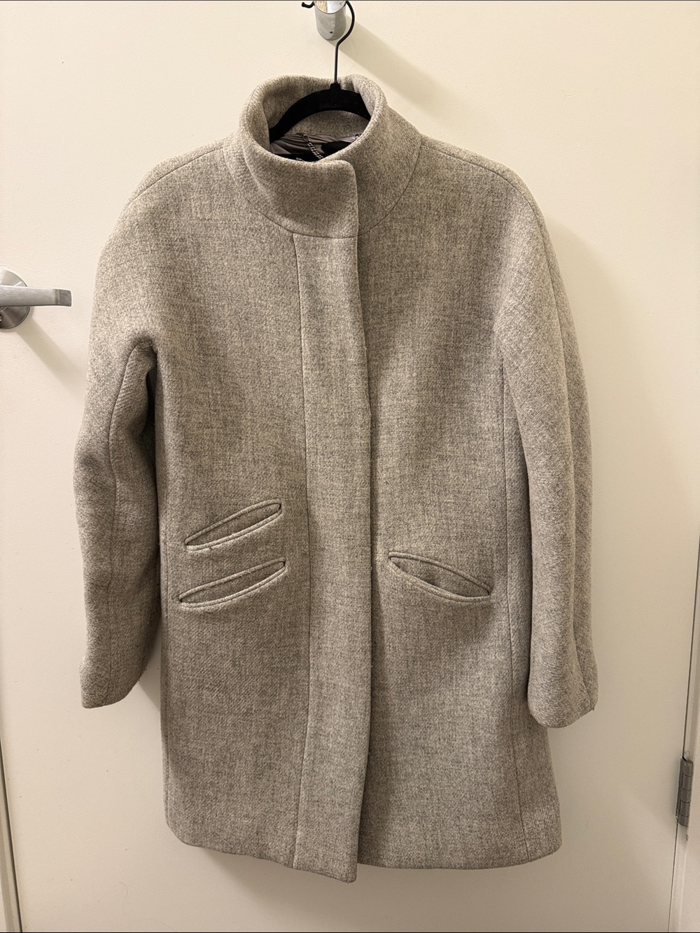 Jcrew Women's Stand-Collar Pea Coat in Light Gray